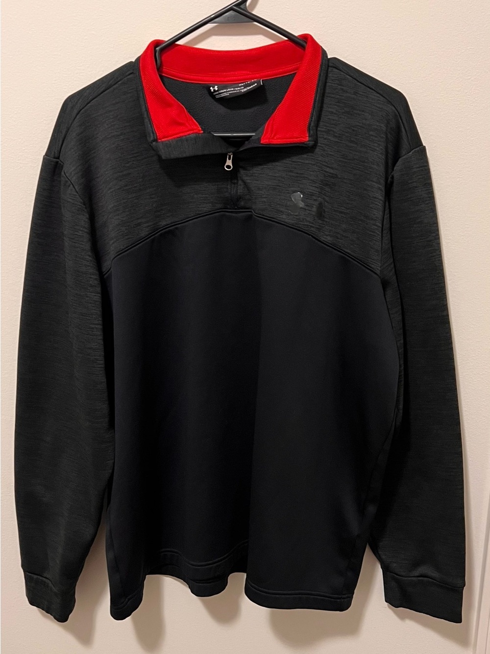Under Armour Black Quarter-Zip Pullover with Red Collar Accents
